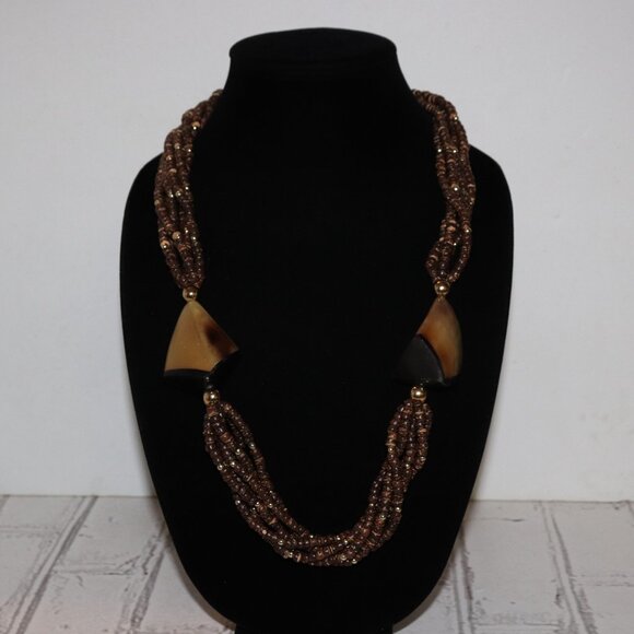 Beautiful vintage coconut shell and antler necklace 28" - Picture 5 of 5